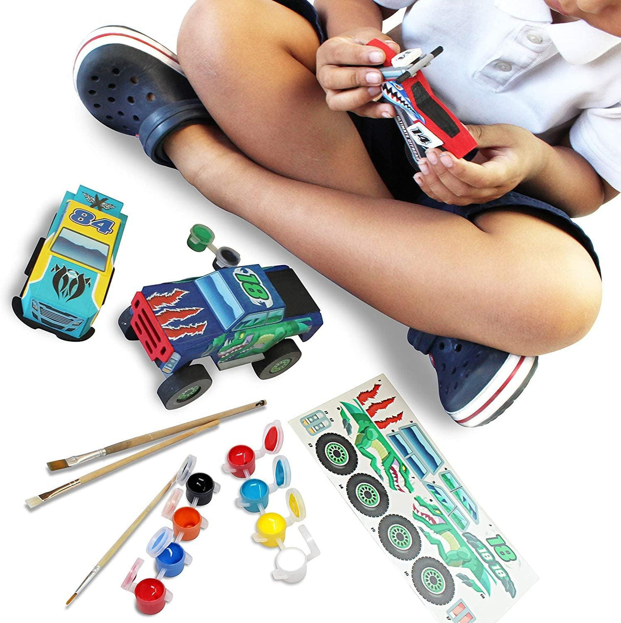 Kids Craft Kit Build & Paint Your Own Wooden Race Car Art & Craft Kit DIY Toy Make Your Own Car WoodArtSupply