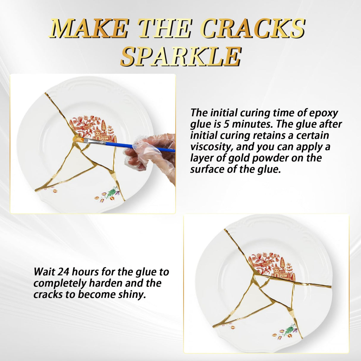 Kintsugi Kit Gold Repair, Gold Glue for Ceramics and Porcelain Repair, Kintsugi Kit Repair Your Meaningful Pottery, Ceramic Repair Perfect for Beginners Restoring Meaningful Gifts Bellisinno