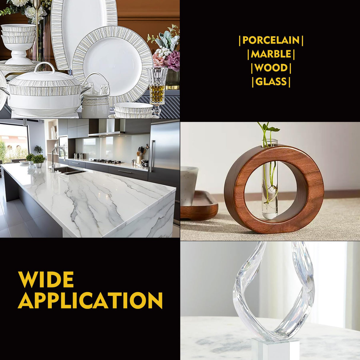 Kintsugi Repair Kit Gold & Silver, 50ml Kintsugi Glue for Broken Ceramics, Bowls, Cups, Porcelain, Glass, Food Safe Pottery Repair Kit for Repair Meaningful Gifts, Jade, Sculpture, Vase, Mug YumCraft