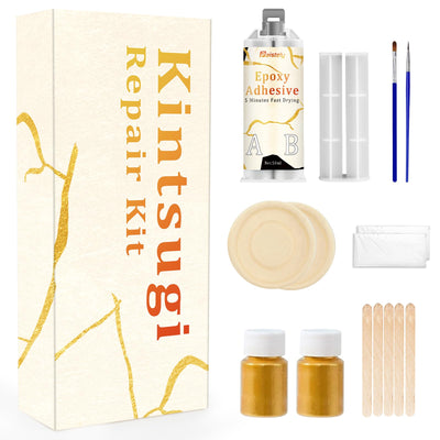 Kintsugi Repair Kit Gold, Kintsugi Kit Repairs Broken Ceramics, Glass, Jade, Sculptures, Gold Glue Repairs Meaningful Pottery (100, Grams) (Golden)