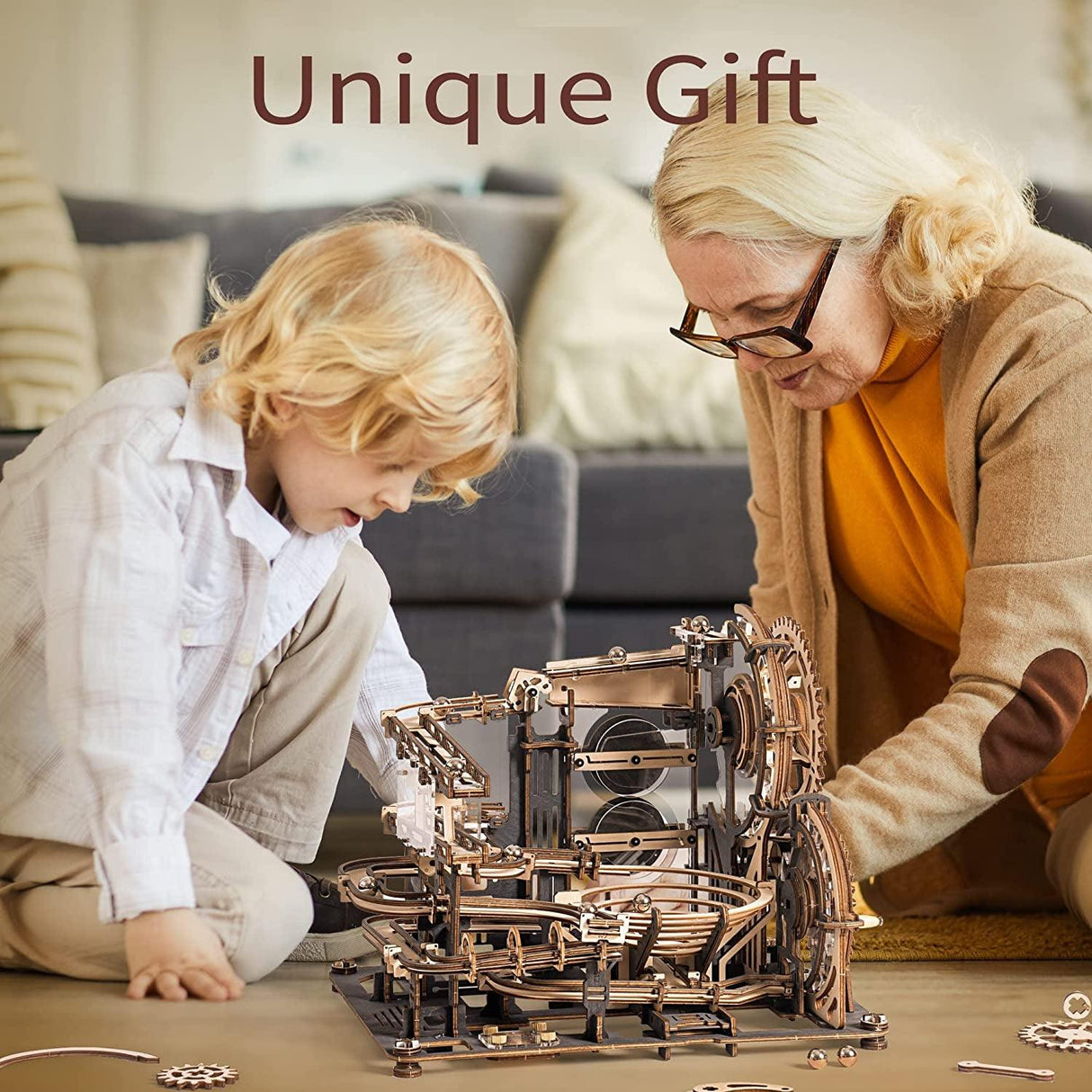 Marble Night City 3D Wooden Puzzle Kit - Challenging Mechanical Marble Run for Adults WoodArtSupply