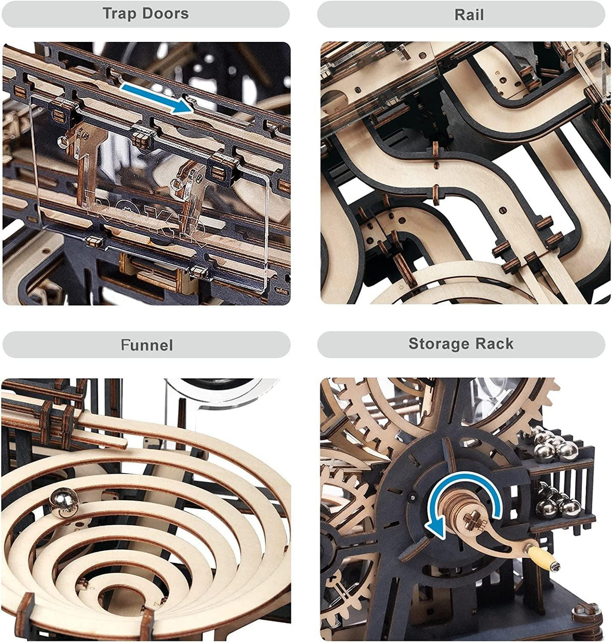 Marble Night City 3D Wooden Puzzle Kit - Challenging Mechanical Marble Run for Adults WoodArtSupply