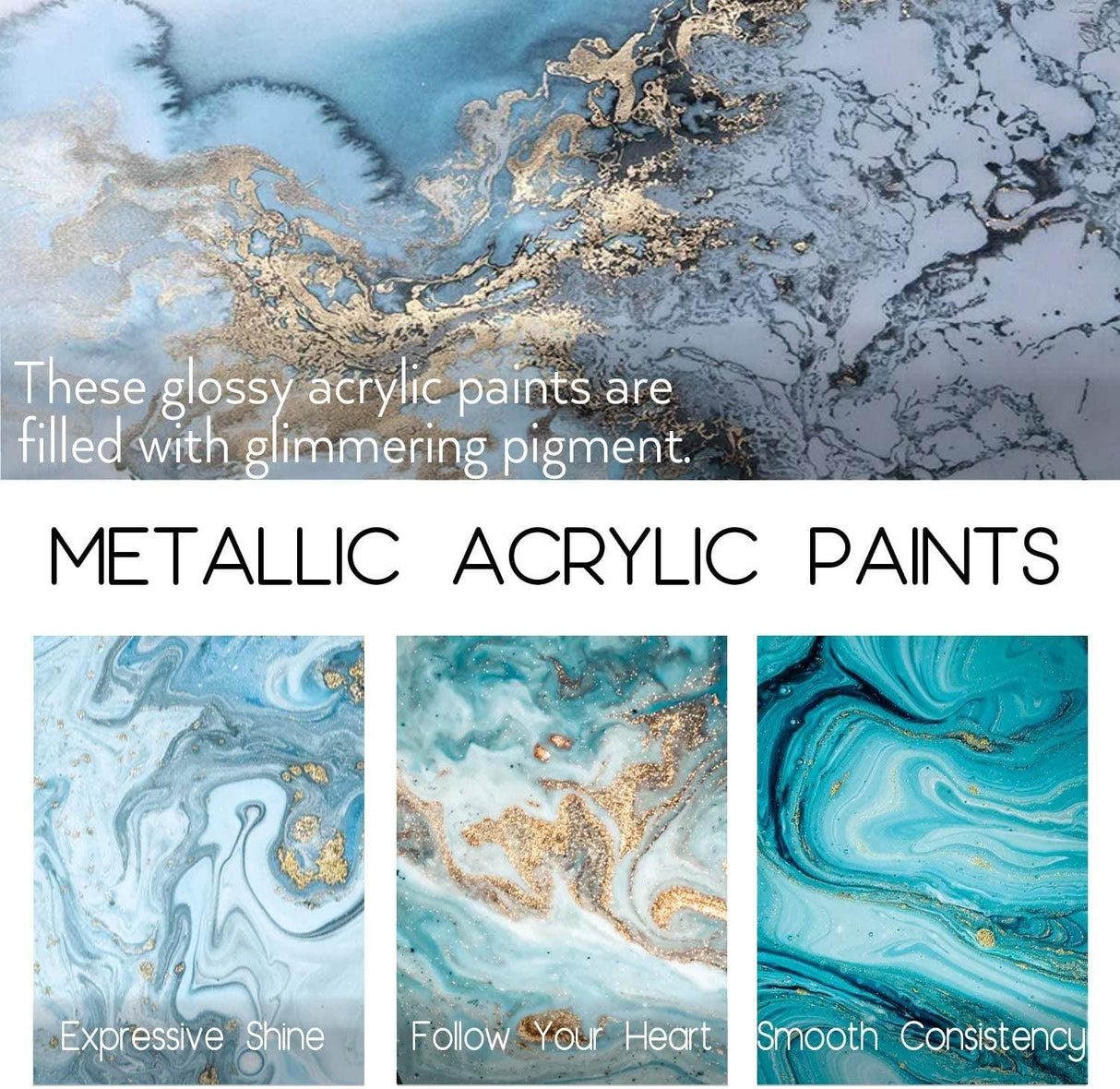 Metallic Acrylic Paint Set of Premium 20 Colors,Professional Grade Metallic Paints with Bottles (2Fl Oz 60Ml) WoodArtSupply