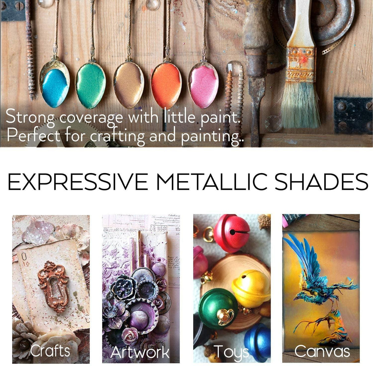 Metallic Acrylic Paint Set of Premium 20 Colors,Professional Grade Metallic Paints with Bottles (2Fl Oz 60Ml) WoodArtSupply