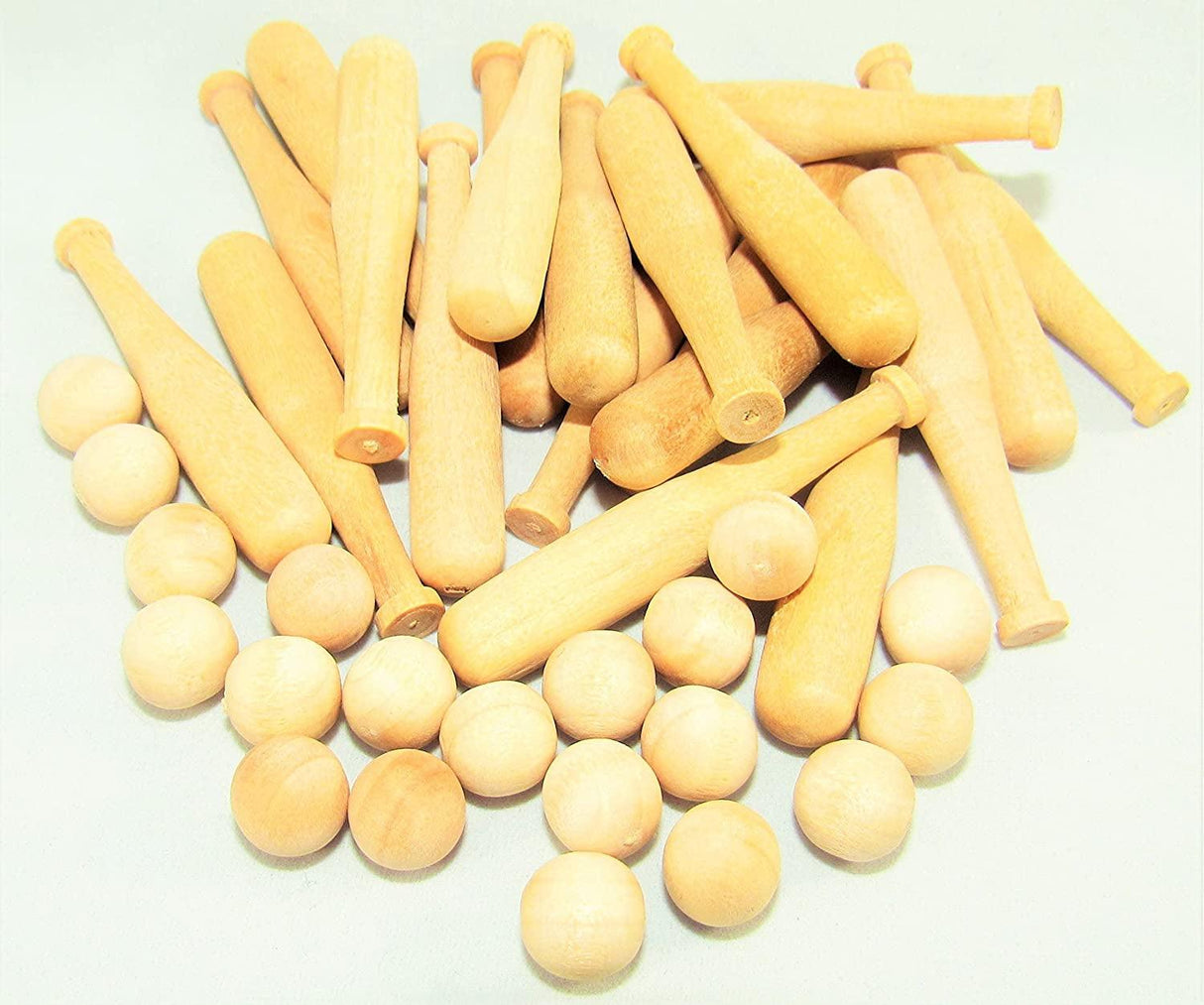 Mini Baseballs and Bats Value Set (20 Pack Each) for Scrapbooking, Arts, Crafts, Unfinished Wood / 2" Long Bats with 3/8" Baseballs / (40 Pieces WoodArtSupply