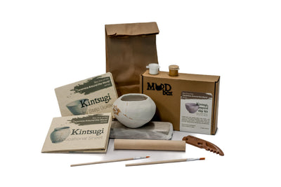 MudBox Kintsugi Air-Dry Clay Kit, Educational Ceramic Making & Repair Set with Golden Glue, Step by Step Guide, History Insert