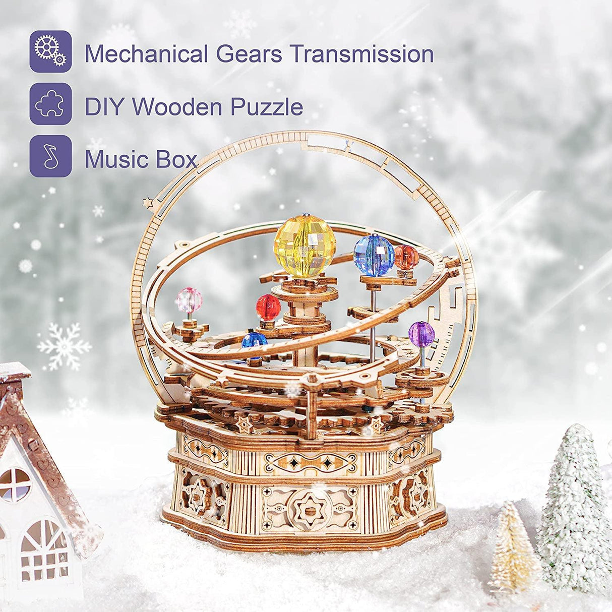 Starry Night 3D Wooden Music Box Puzzle for Adults - DIY Mechanical Craft Model WoodArtSupply