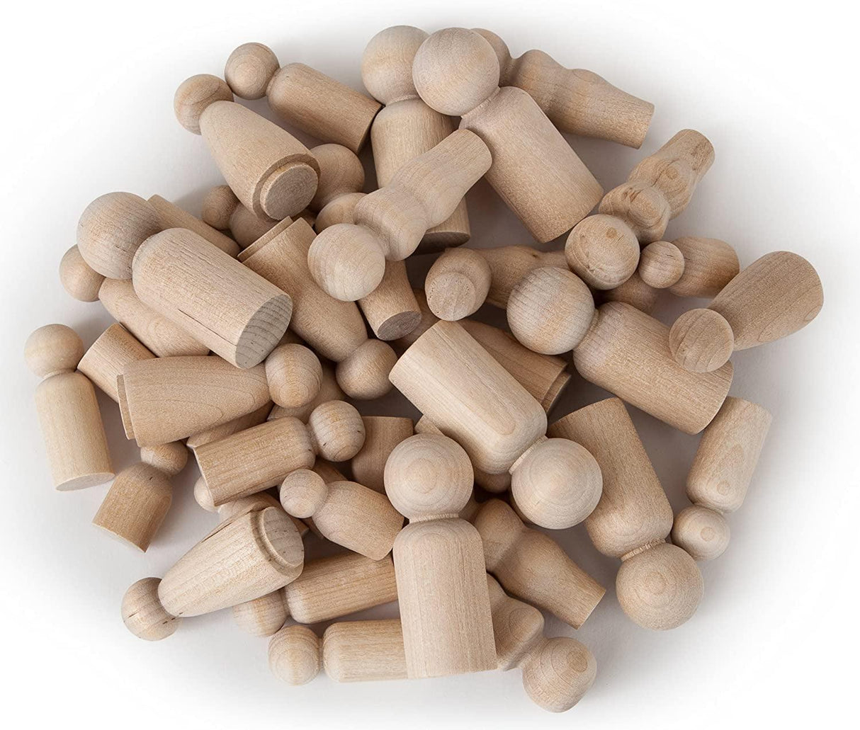 Natural Unfinished Wooden Peg Doll Bodies, Quality People Shapes, Great for Arts and Crafts Set of 40 in 5 Shapes and Sizes WoodArtSupply
