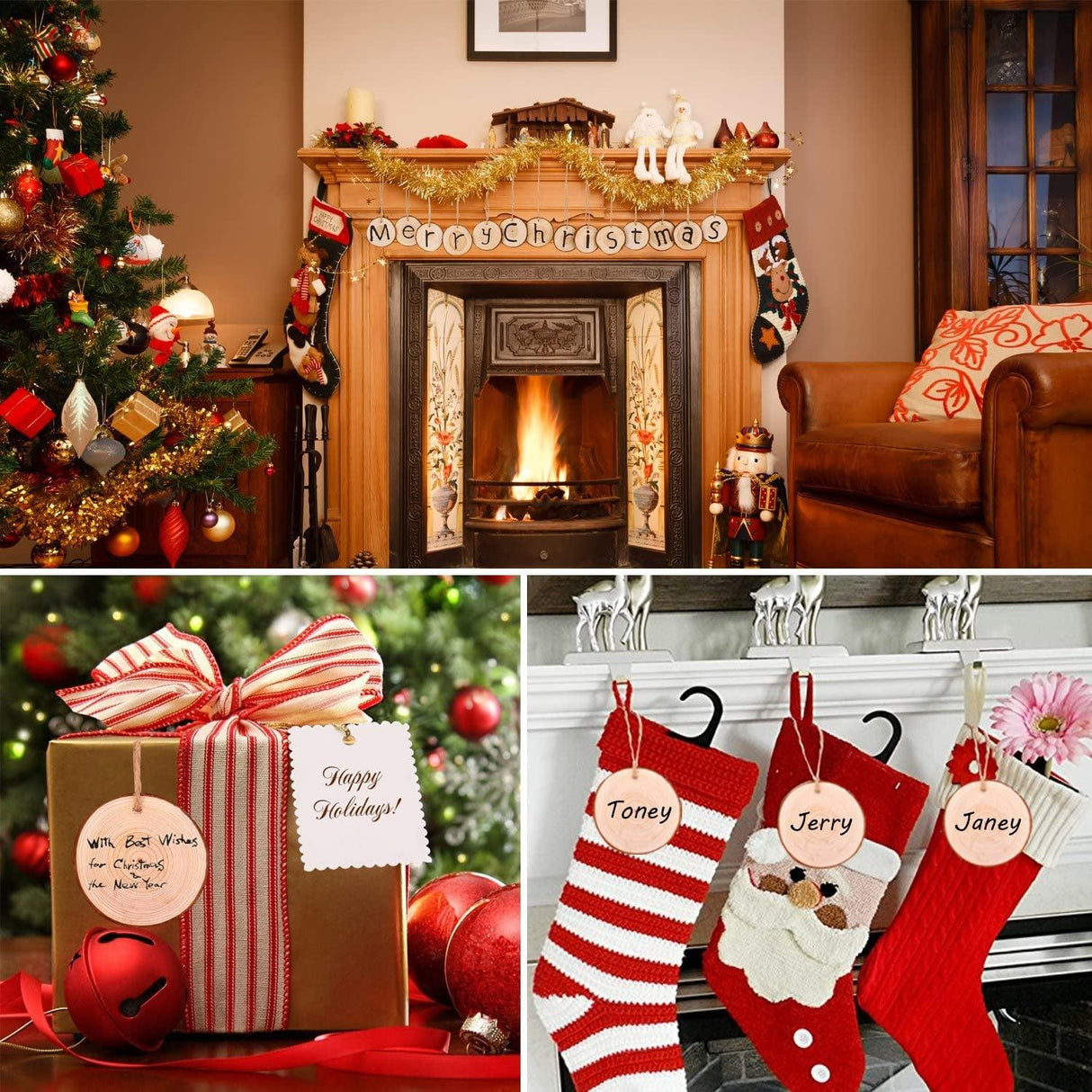 Natural Wood Slices 30 Pcs 2.8-3.1" Craft Kit Unfinished Predrilled with Hole Wooden Circles Tree WoodArtSupply