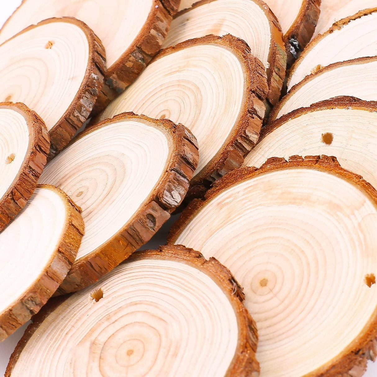 Natural Wood Slices 30 Pcs 2.8-3.1" Craft Kit Unfinished Predrilled with Hole Wooden Circles Tree WoodArtSupply