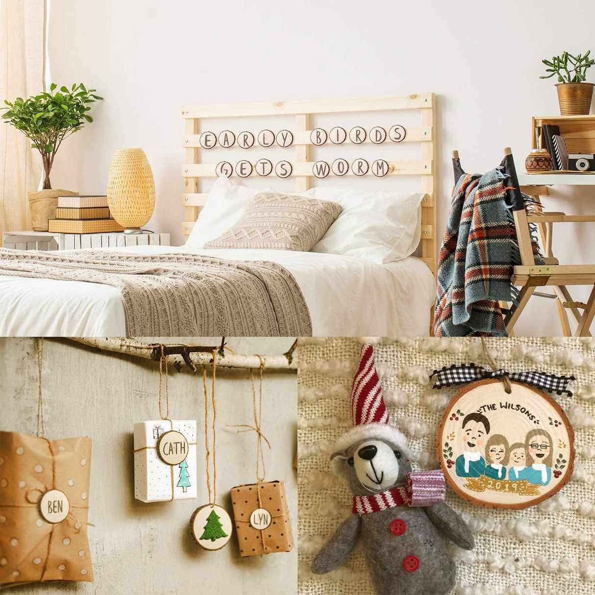 Natural Wood Slices 30 Pcs 2.8-3.1" Unfinished Craft Kit Undrilled Wooden Circles without Hole Tree Slice with Bark WoodArtSupply