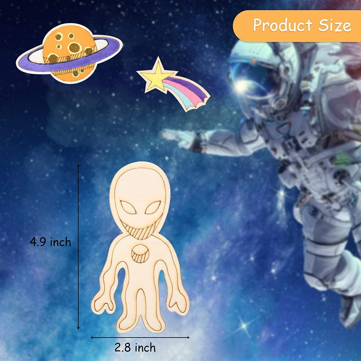 Outer Space Unfinished Wooden Cutouts Wooden Paint Crafts Decoration Kids DIY Craft Art Project 27 Pieces WoodArtSupply