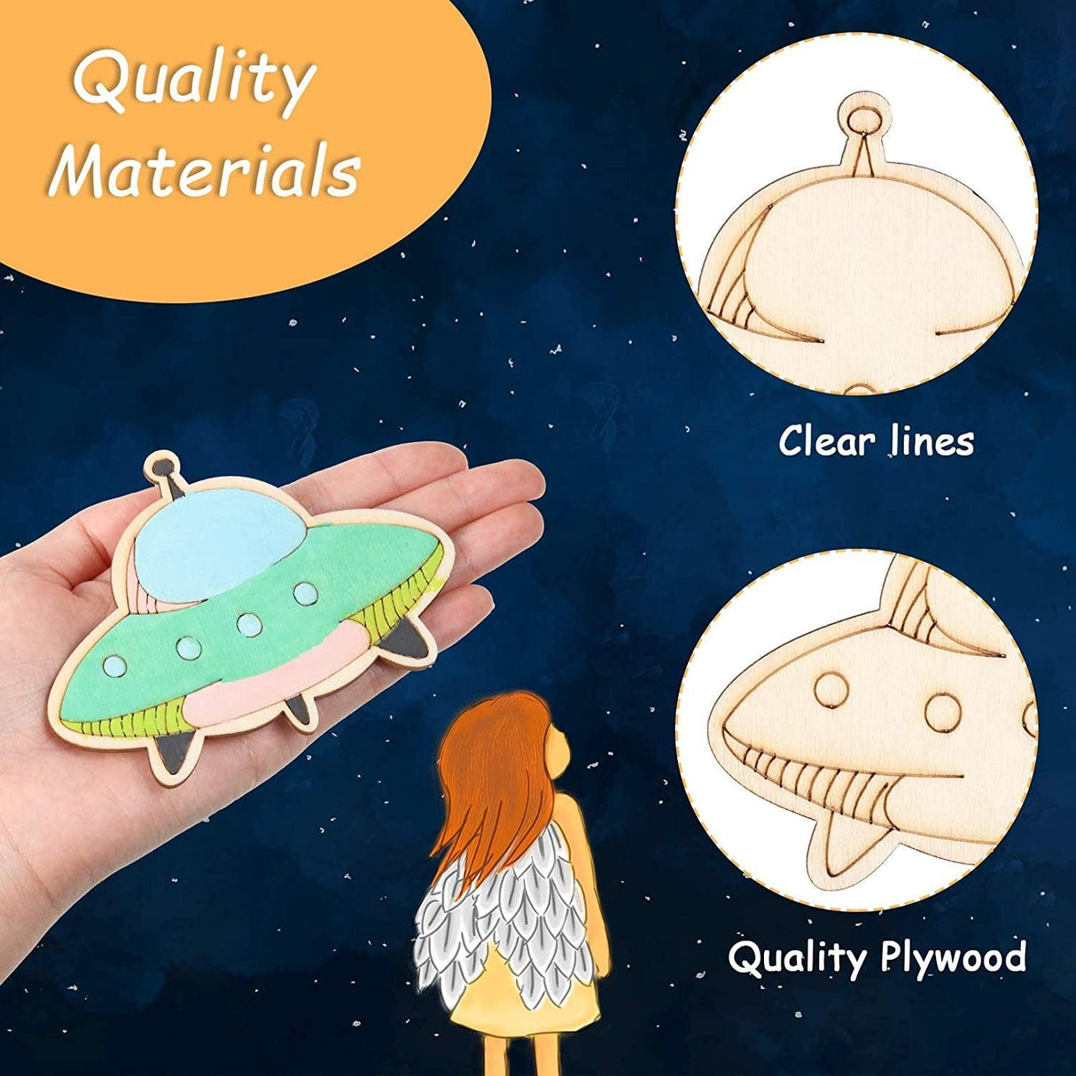 Outer Space Unfinished Wooden Cutouts Wooden Paint Crafts Decoration Kids DIY Craft Art Project 27 Pieces WoodArtSupply