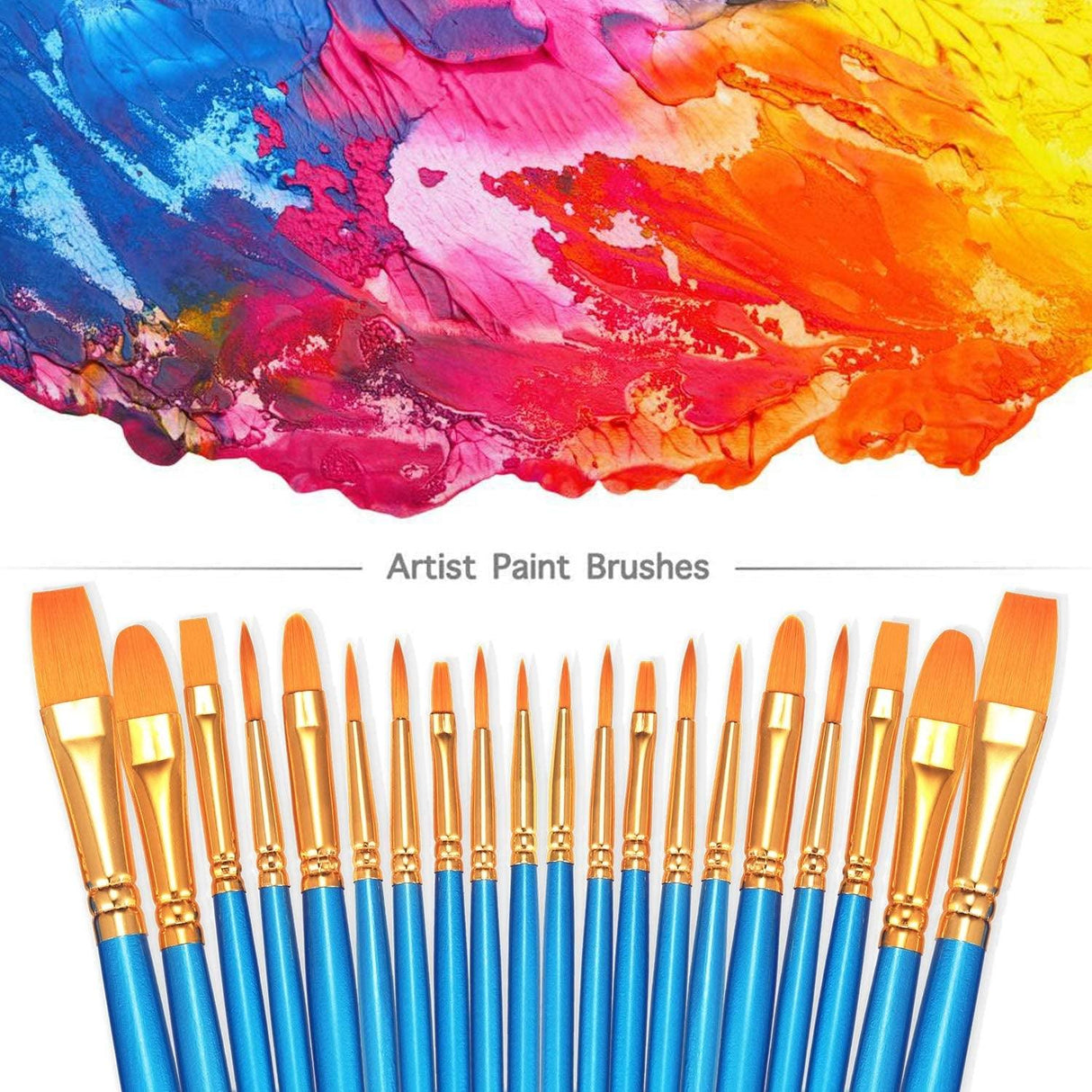 Paint Brushes Set, 2 Pack 20 Pcs round Pointed Tip Paintbrushes Nylon Hair Artist Acrylic Oil Watercolor WoodArtSupply