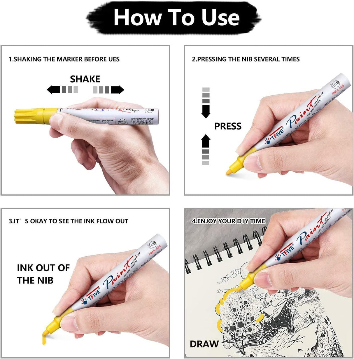 Paint Pens Paint Markers Never Fade Quick Dry and Permanent, 12 Color Oil-Based Waterproof Painting, Ceramic, Wood WoodArtSupply