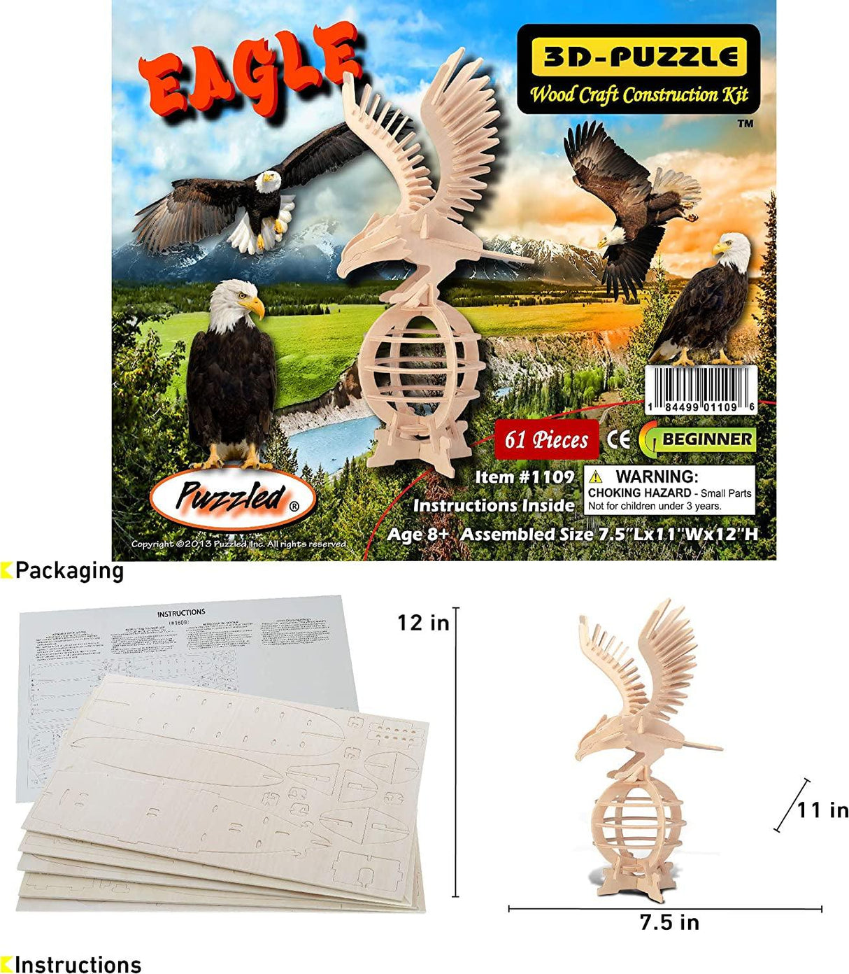 Eagle 3D Wooden Puzzle Craft Kit – Unique & Educational Model for Creative Minds WoodArtSupply