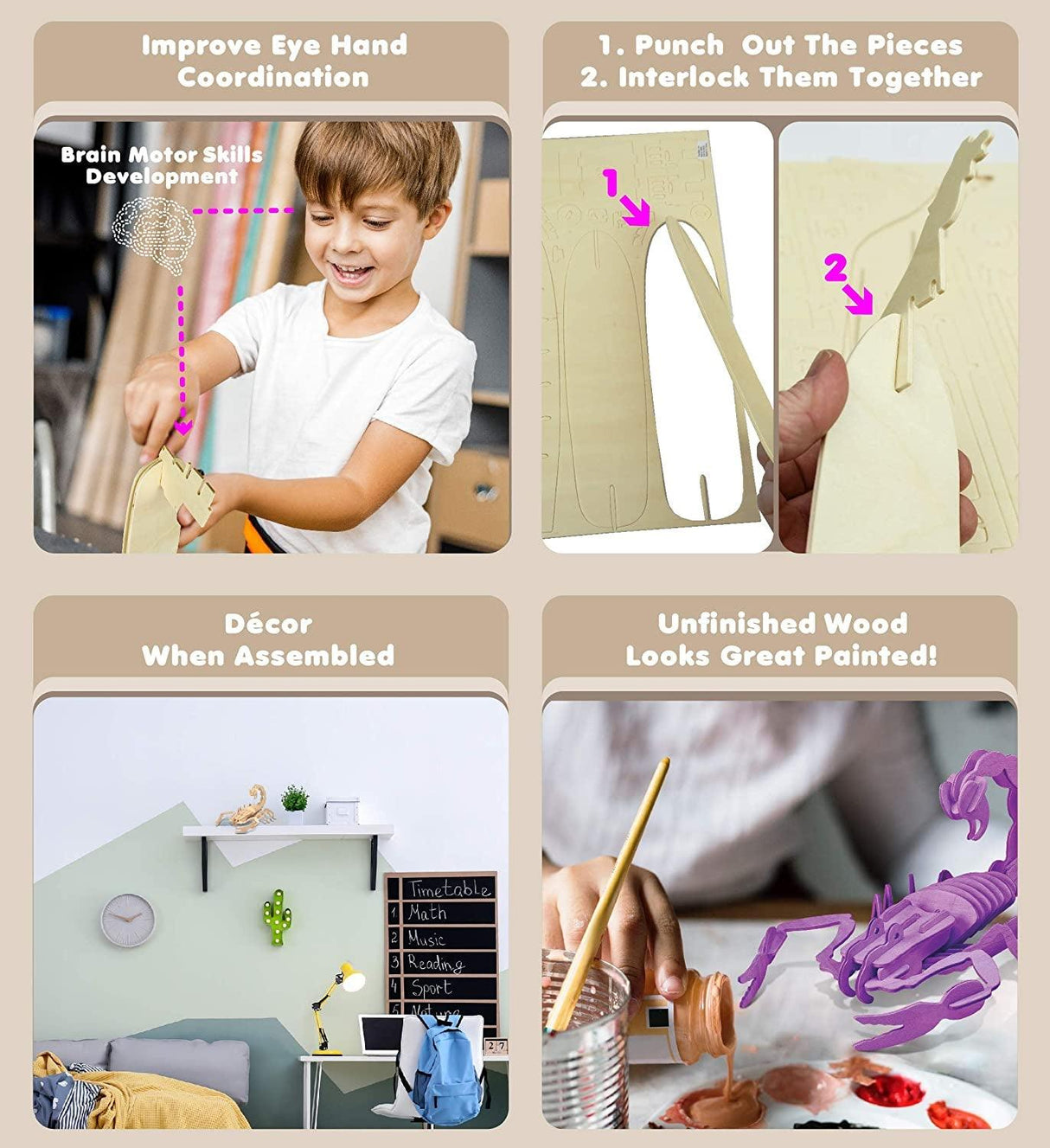 Scorpion 3D Wooden Puzzle Model Kit - Fun & Educational DIY Craft WoodArtSupply