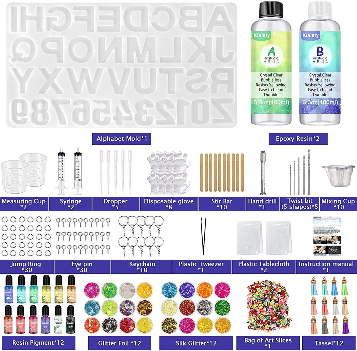 Resin Alphabet Mold Starter Kit 169 Pcs Letter Silicone Keychain Molds Reversed Backward Number Molds WoodArtSupply