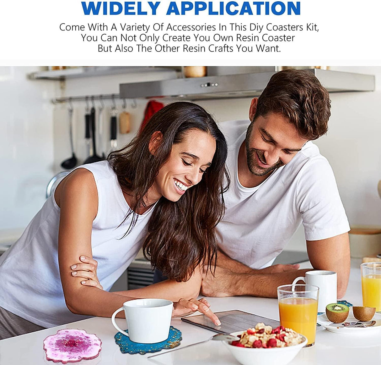 Resin Coaster Molds Silicone Kit Cutting Serving Board Mold with DIY Geode Tray Molds Pigments Tools 82 Pcs WoodArtSupply