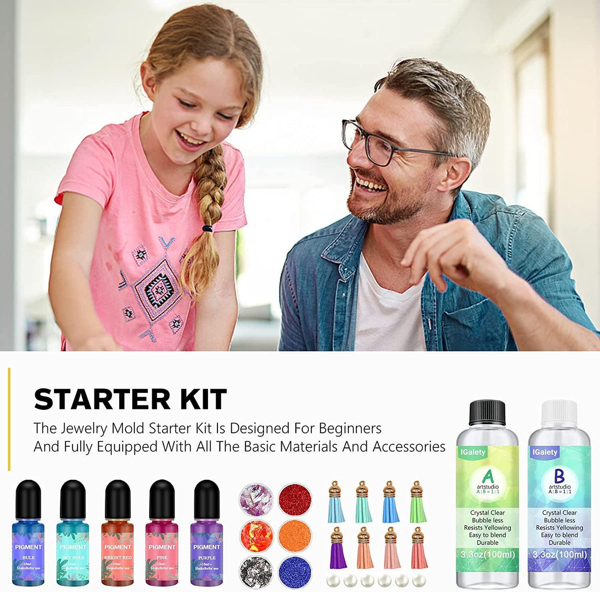 Resin Jewelry Making Kit 240 Pcs Silicone Epoxy Mold Set Keychain Starter Kit Bundle WoodArtSupply