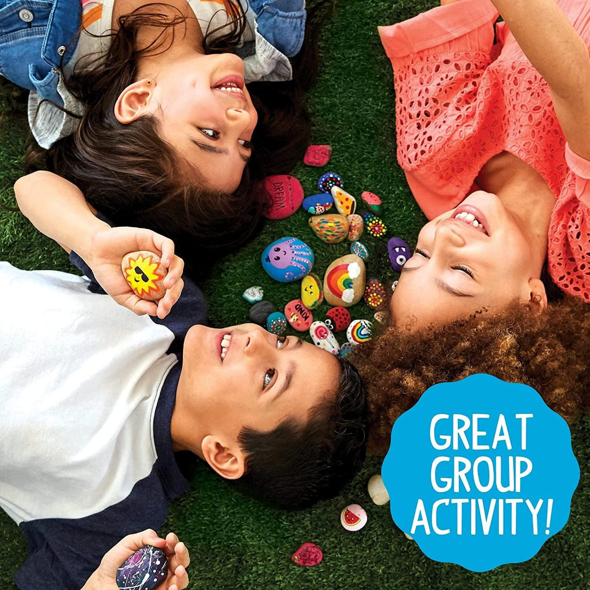 Rock Art Kit Painting Arts and Crafts Kit, 3 Pounds of Rocks and 12 Paints, Great Summer Activity WoodArtSupply