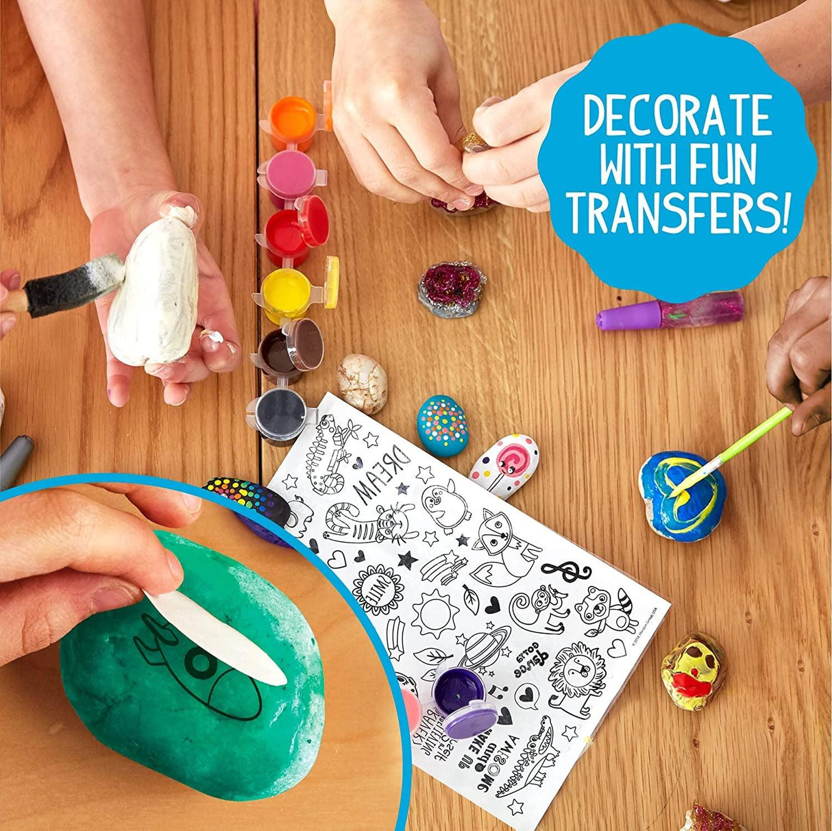 Rock Art Kit Painting Arts and Crafts Kit, 3 Pounds of Rocks and 12 Paints, Great Summer Activity WoodArtSupply