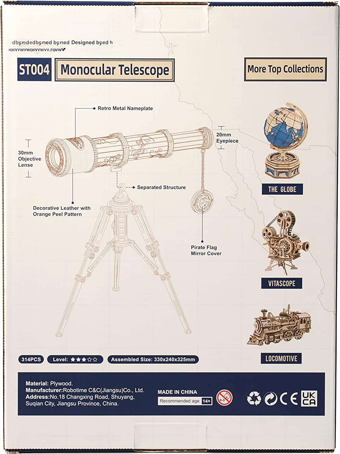 Monocular Telescope 3D Wooden Puzzle Kit for Adults and Teens - DIY Craft Gift WoodArtSupply