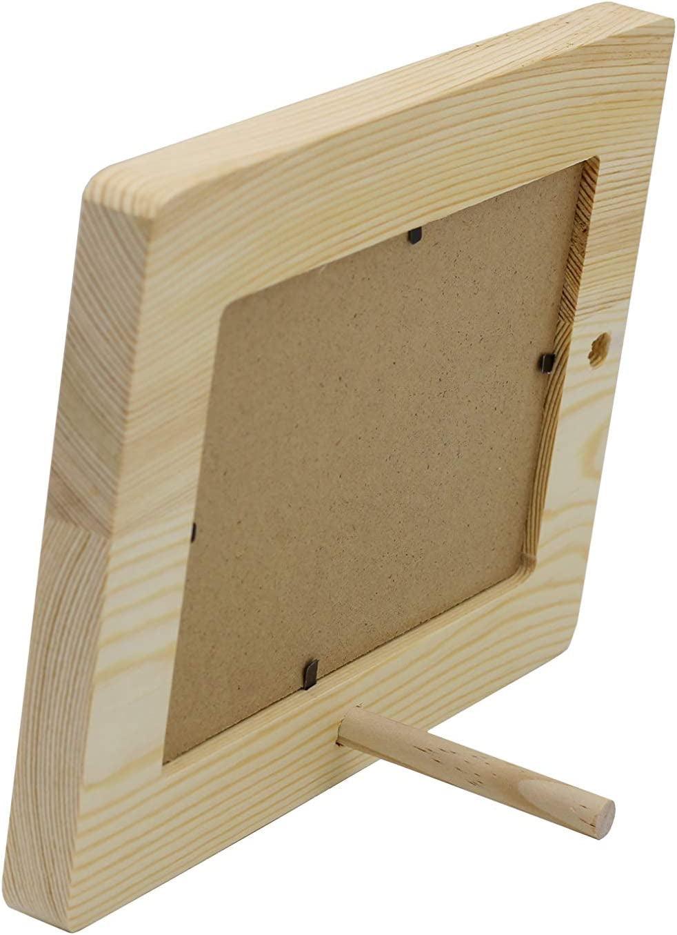Unfinished 1/2 Inch Thick Wood Craft Picture Frame Holds 4X6 Inch Photo - Peg Stand Included WoodArtSupply