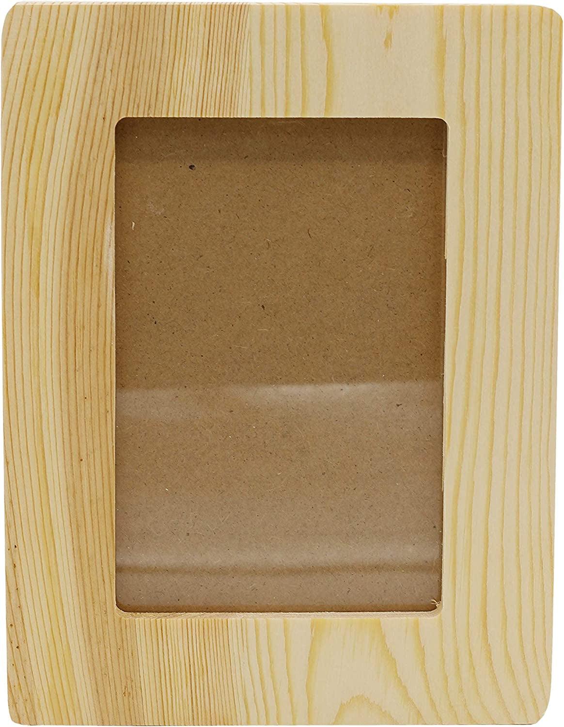 Unfinished 1/2 Inch Thick Wood Craft Picture Frame Holds 4X6 Inch Photo - Peg Stand Included WoodArtSupply