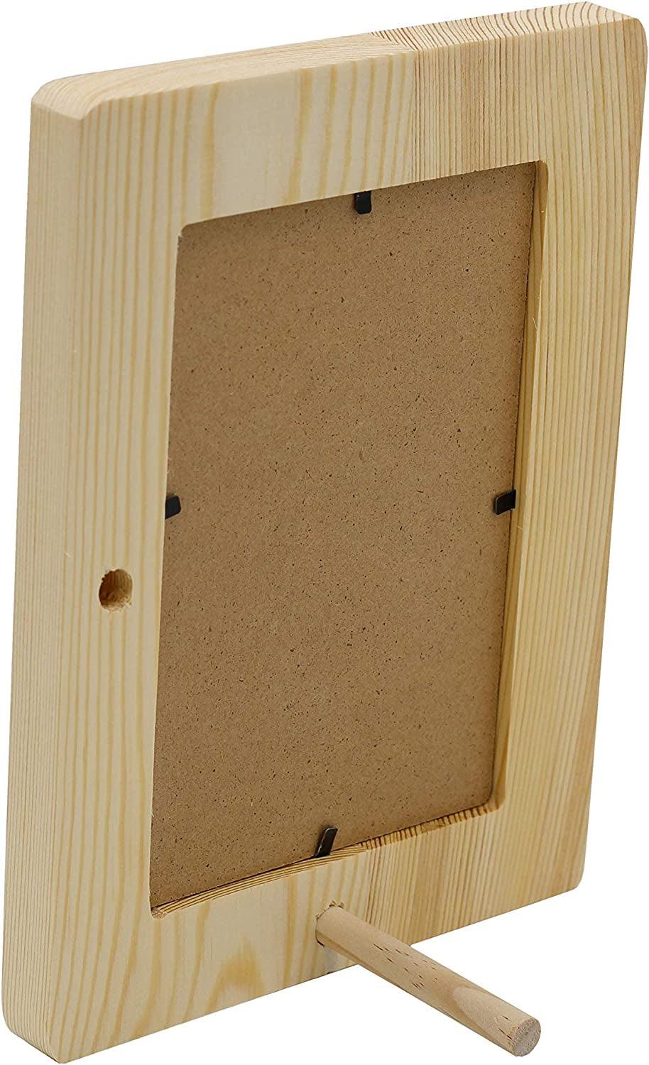 Unfinished 1/2 Inch Thick Wood Craft Picture Frame Holds 4X6 Inch Photo - Peg Stand Included WoodArtSupply