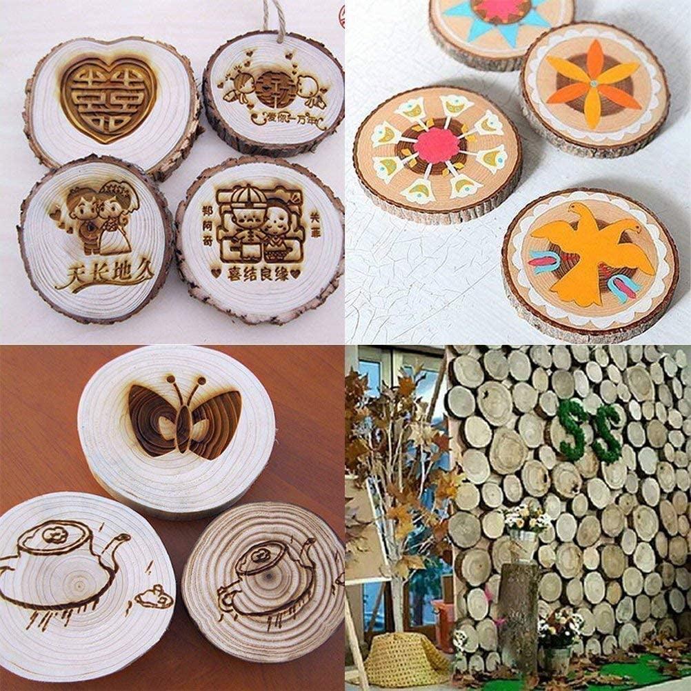 Unfinished Natural Wood Slices 20 Pcs 3.5-4 Inch Craft Wood Kit Circles Crafts Rustic DIY with Bark WoodArtSupply