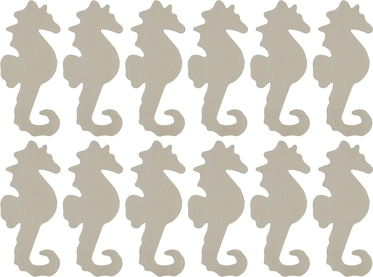 Unfinished Wood Seahorse Cutout Shapes, 5 Inch Tall, Ready to Paint or Decorate, Pack of 12 WoodArtSupply