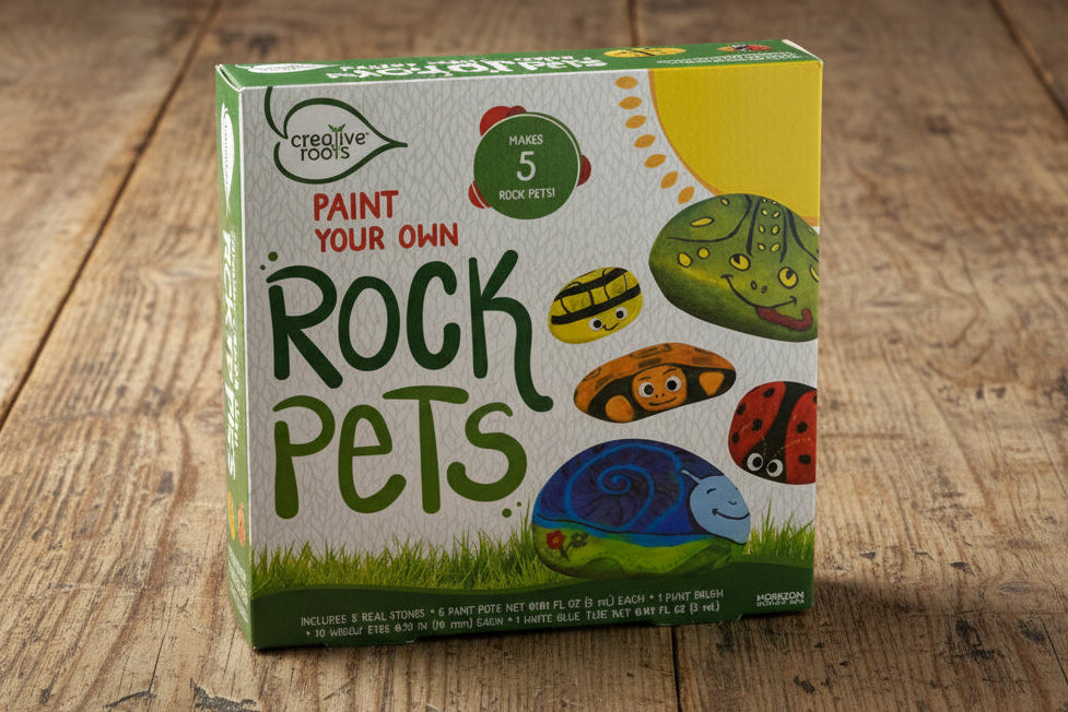 DIY Rock Pets Painting Kit – Paint, Decorate & Create with 6 Colors, Brush, Eyes & Glue WoodArtSupply