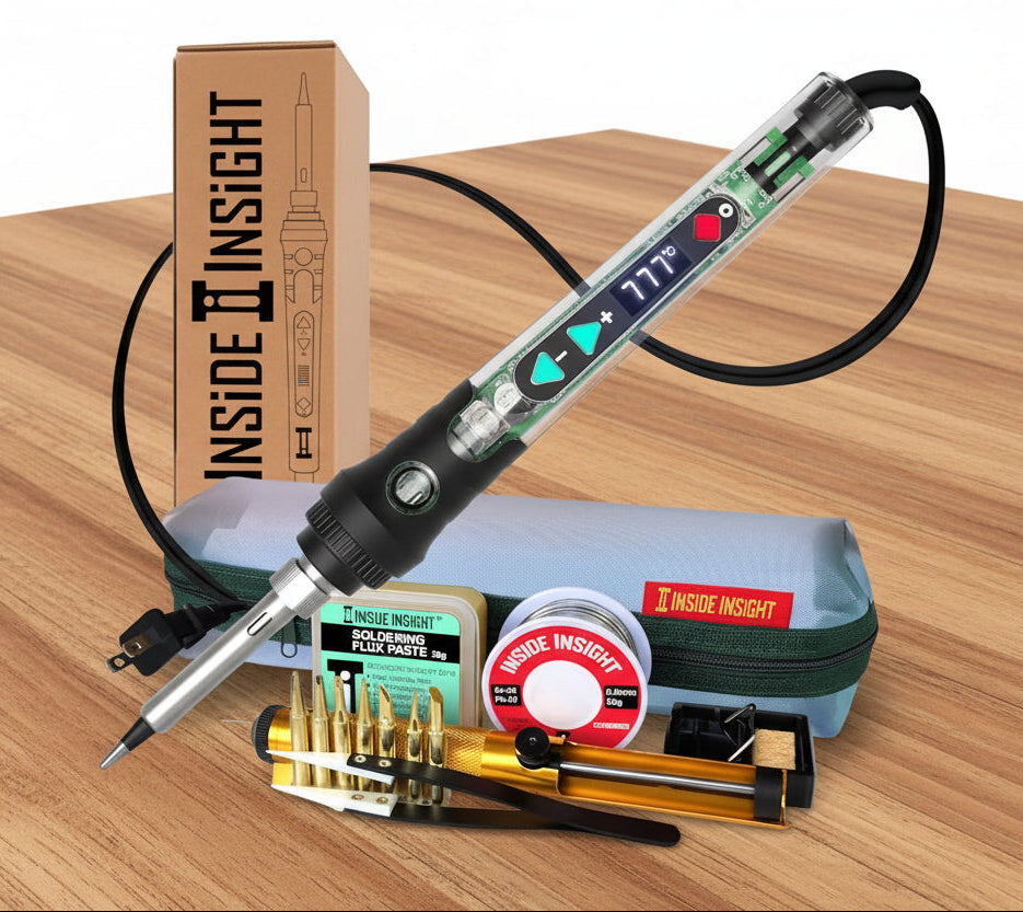 68W Adjustable Temperature Soldering Iron Kit Clear Shell See-Through Solder Gun Tool WoodArtSupply
