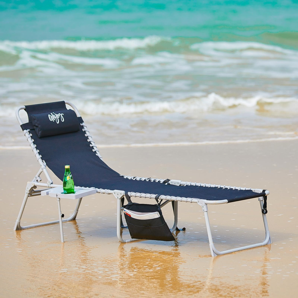 #WEJOY 2 Pack Outdoor Chaise Lounge Chair - Portable Folding Patio Pool Lounge Chair, 5 Positions Adjustable Reclining Camping Chair with Side Table,Shoulder Strap, Pillow for Beach Sunbathing Lawn #WEJOY