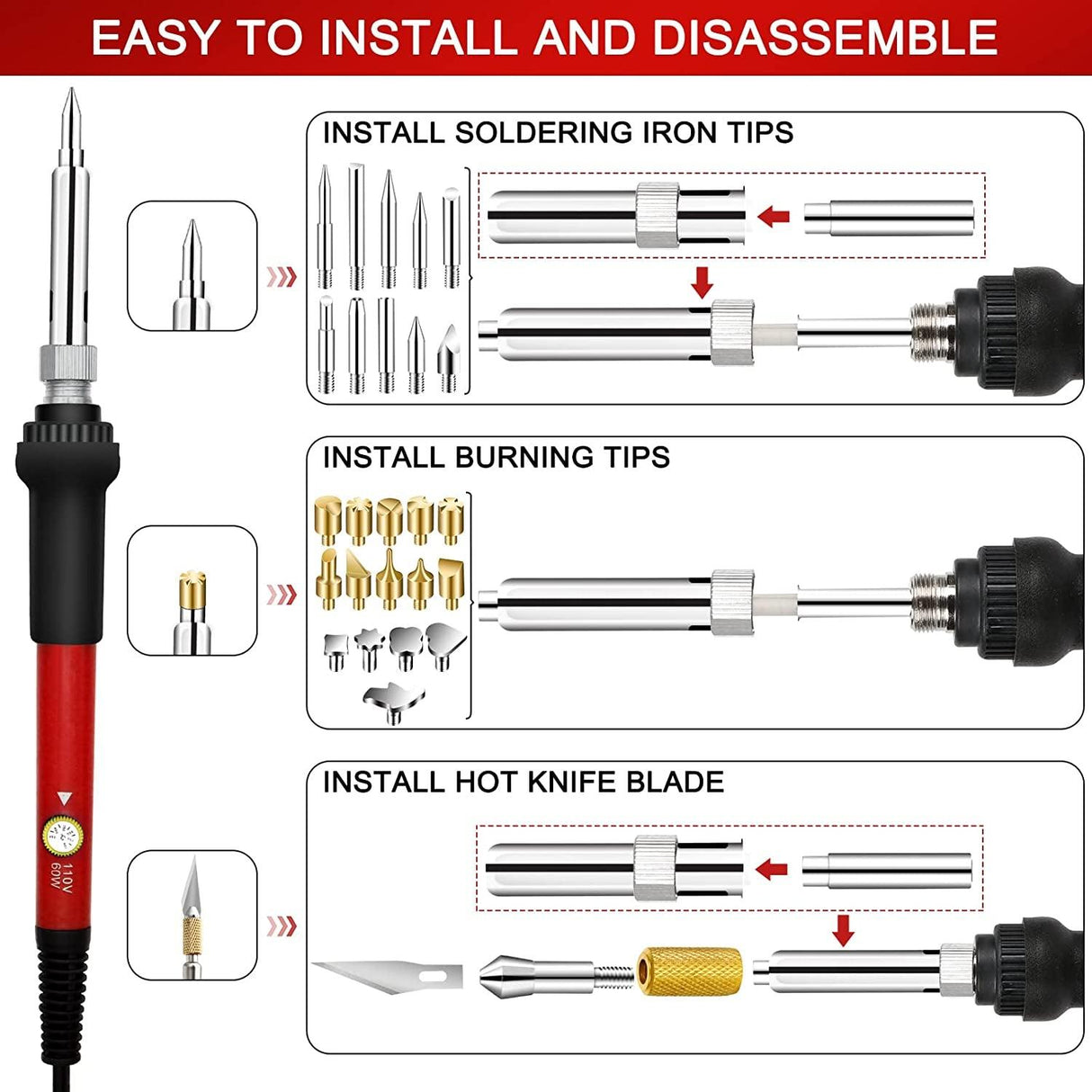 Wood Burning Kit 73PCS Professional Pen and Accessories Wooden Kits Embossing Carving and Wood Burning WoodArtSupply