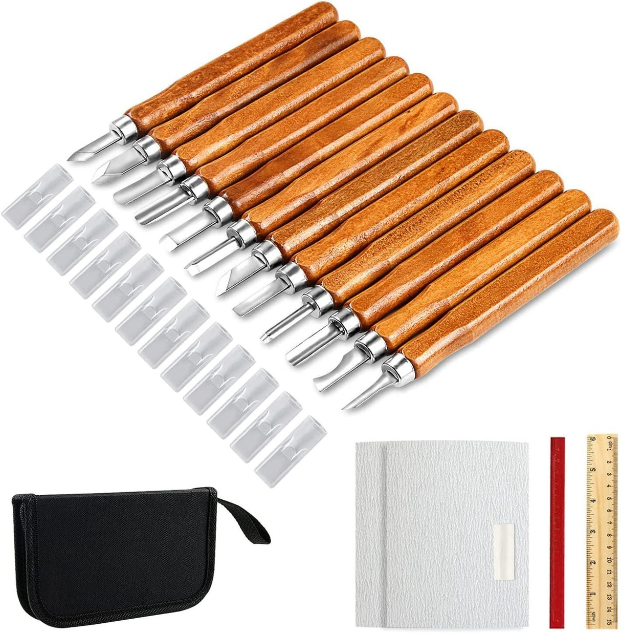 Wood Carving Knife Set - 20 PCS Hand Carving Tool Set for DIY Sculpture Carpenter Experts & Beginners WoodArtSupply