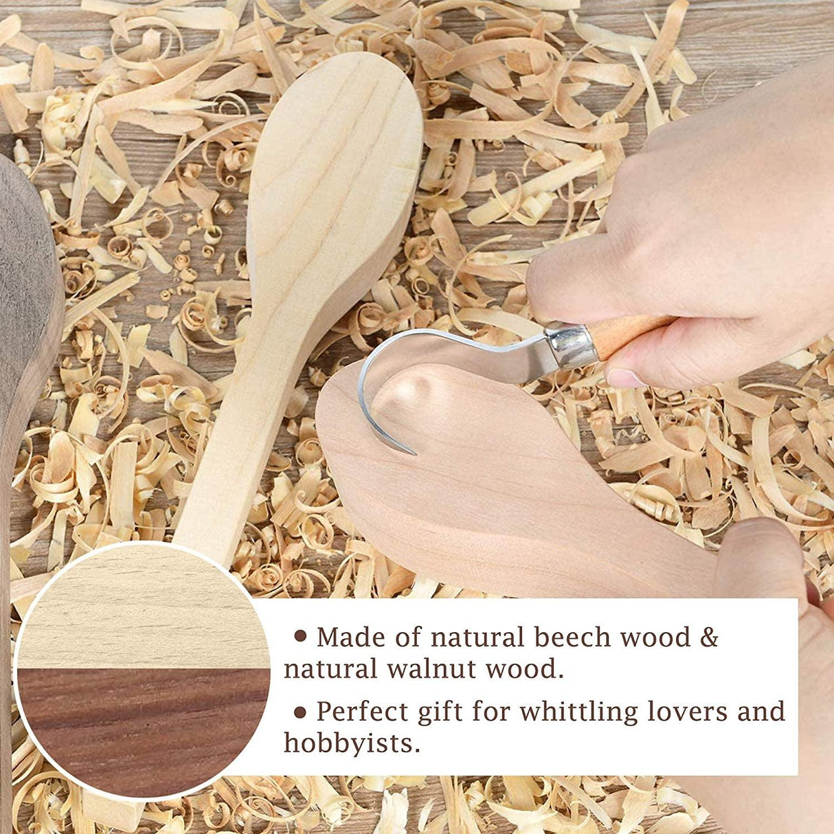 Wood Carving Spoon Blank Wood Unfinished Wooden Craft Whittling Kit Whittler (5 Pack) WoodArtSupply