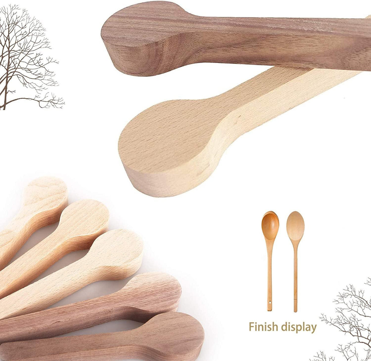 Wood Carving Spoon Blank Wood Unfinished Wooden Craft Whittling Kit Whittler (5 Pack) WoodArtSupply