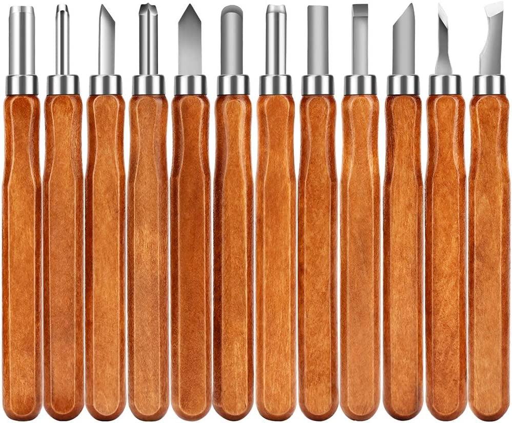 Wood Carving Tools, 12 Set SK2 Carbon Steel Sculpting Knife Kit for Beginners & Professions WoodArtSupply