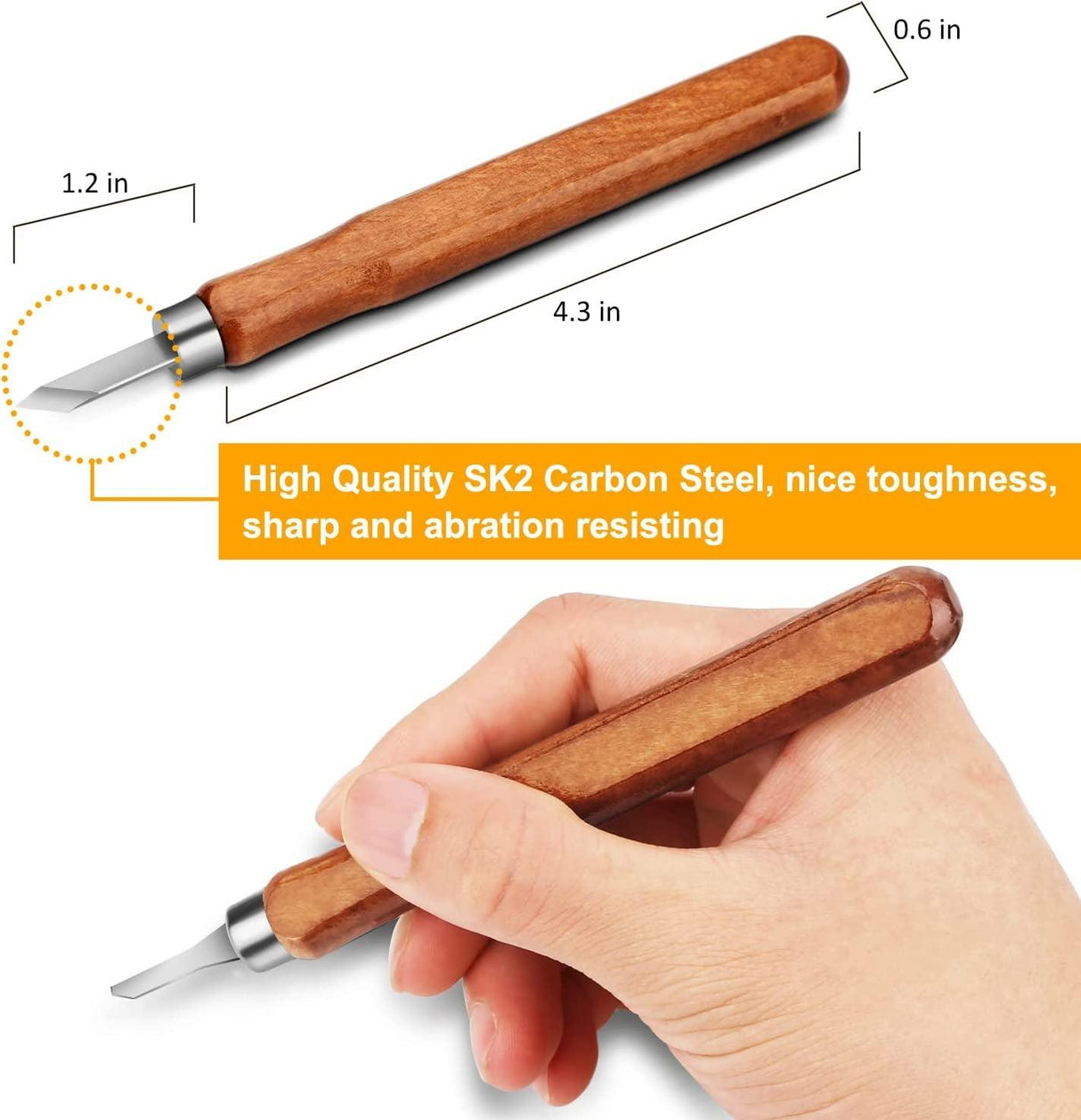 Wood Carving Tools, 12 Set SK2 Carbon Steel Sculpting Knife Kit for Beginners & Professions WoodArtSupply