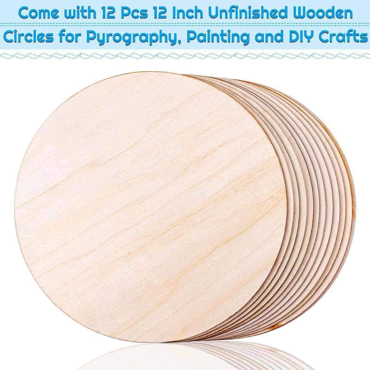 Wood Circles for Crafts, 12 Pack 12 Inch Unfinished Wood Rounds Wooden Cutouts Crafts WoodArtSupply