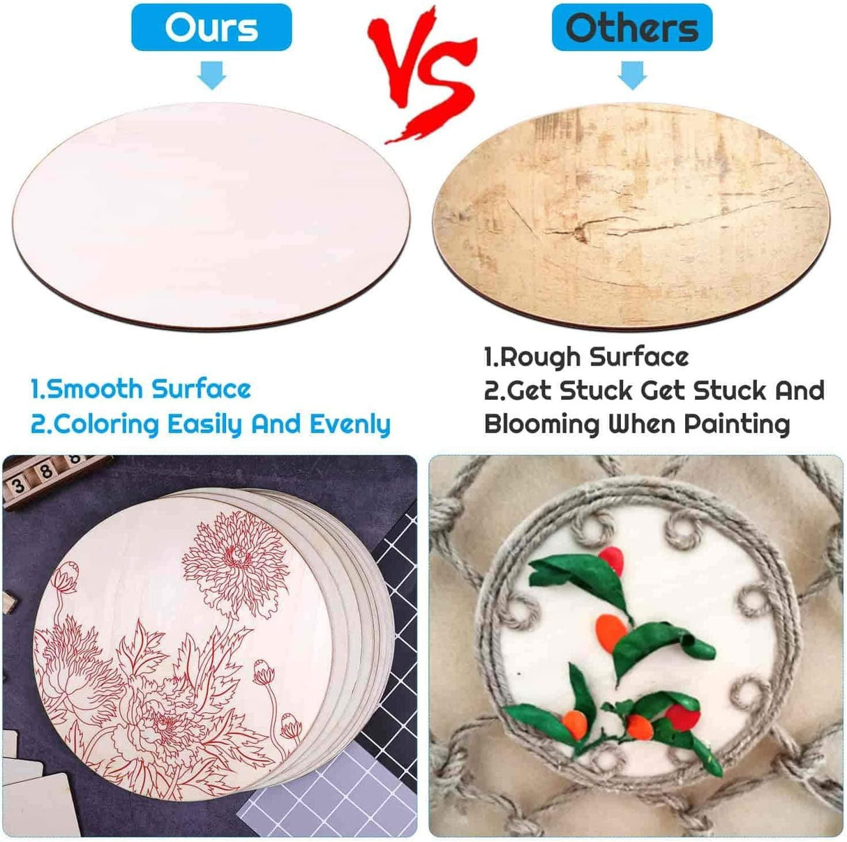 Wood Circles for Crafts, 12 Pack 12 Inch Unfinished Wood Rounds Wooden Cutouts Crafts WoodArtSupply