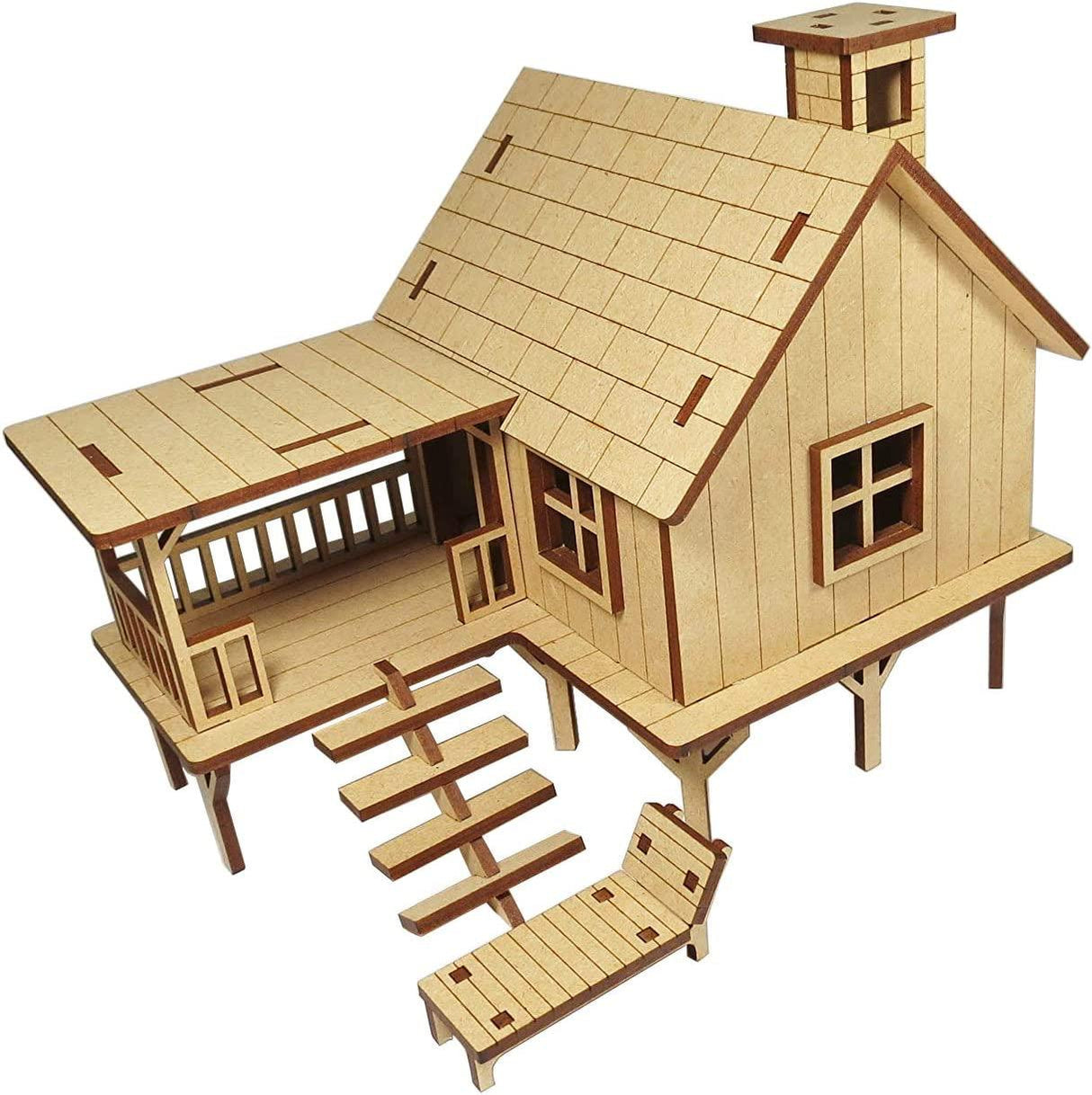 StonKraft Beach House Wooden 3D Puzzle Kit - DIY Home Decor & Construction Toy WoodArtSupply