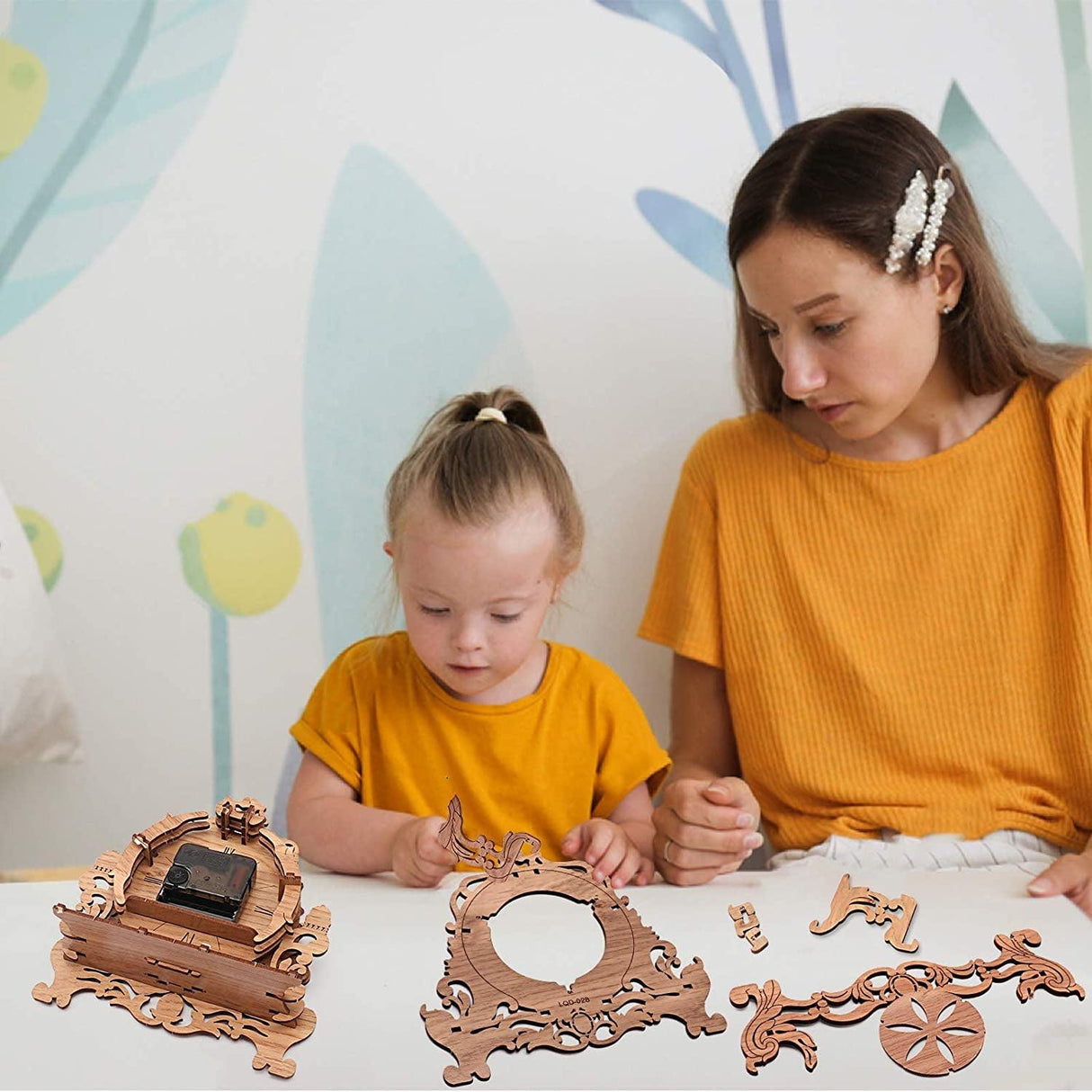 Dark Wooden 3D Puzzle Clock Model Kit for Adults - DIY Desk Clock & Craft Experience WoodArtSupply