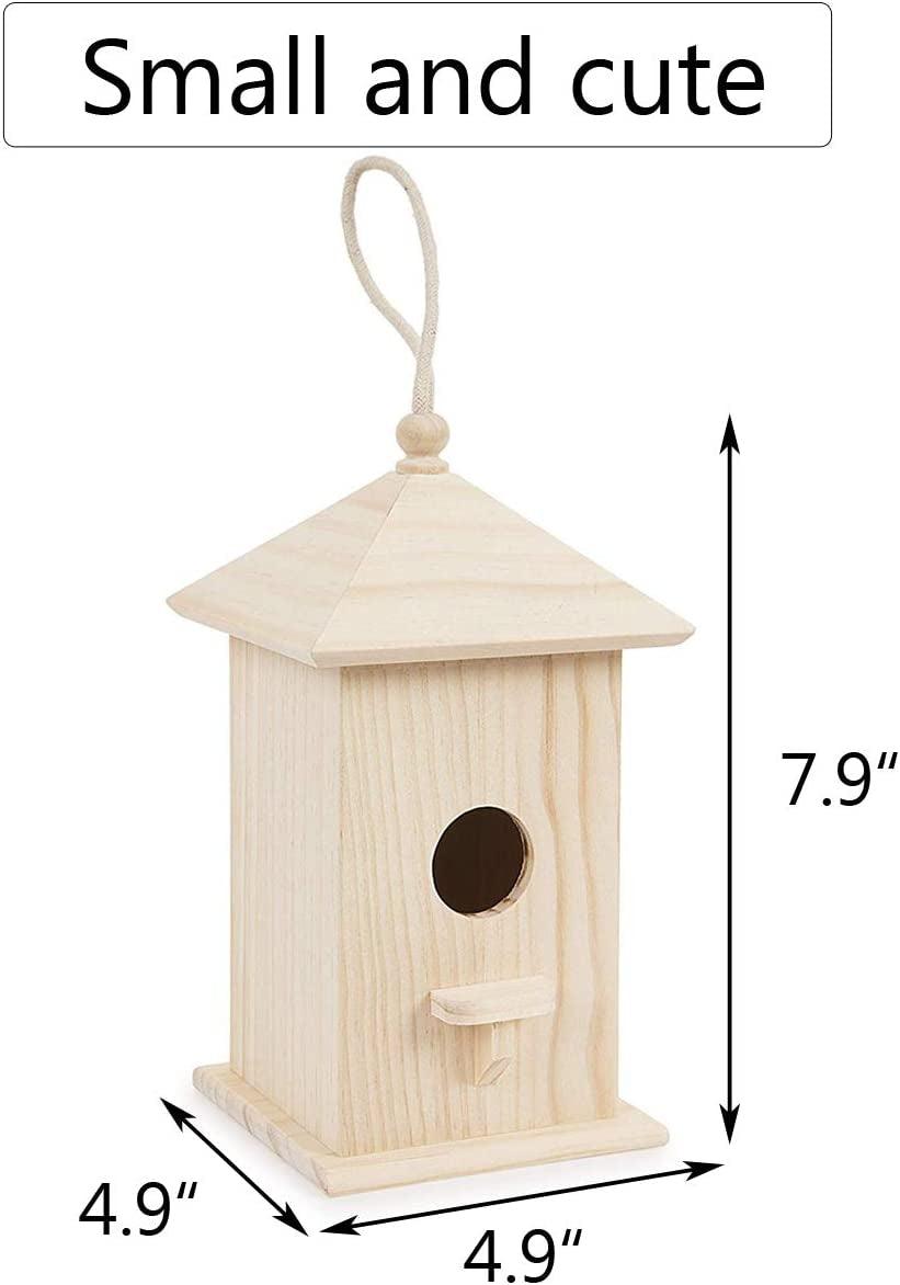 Wooden Birdhouse Creative Wooden Hanging Bird House for Small Bird DIY Birdcage Making or Decoration WoodArtSupply
