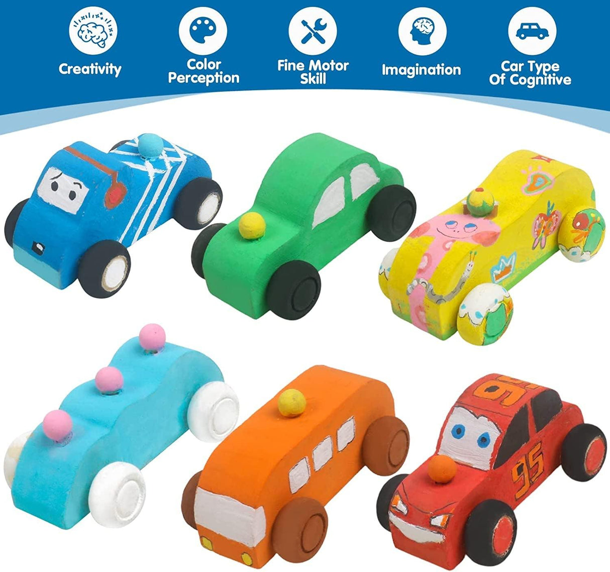 Wooden Cars Unfinished Wood Crafts DIY Craft Wood Kit for Student Family Activities Arts and Crafts Kit for Kids (12 PCS) WoodArtSupply