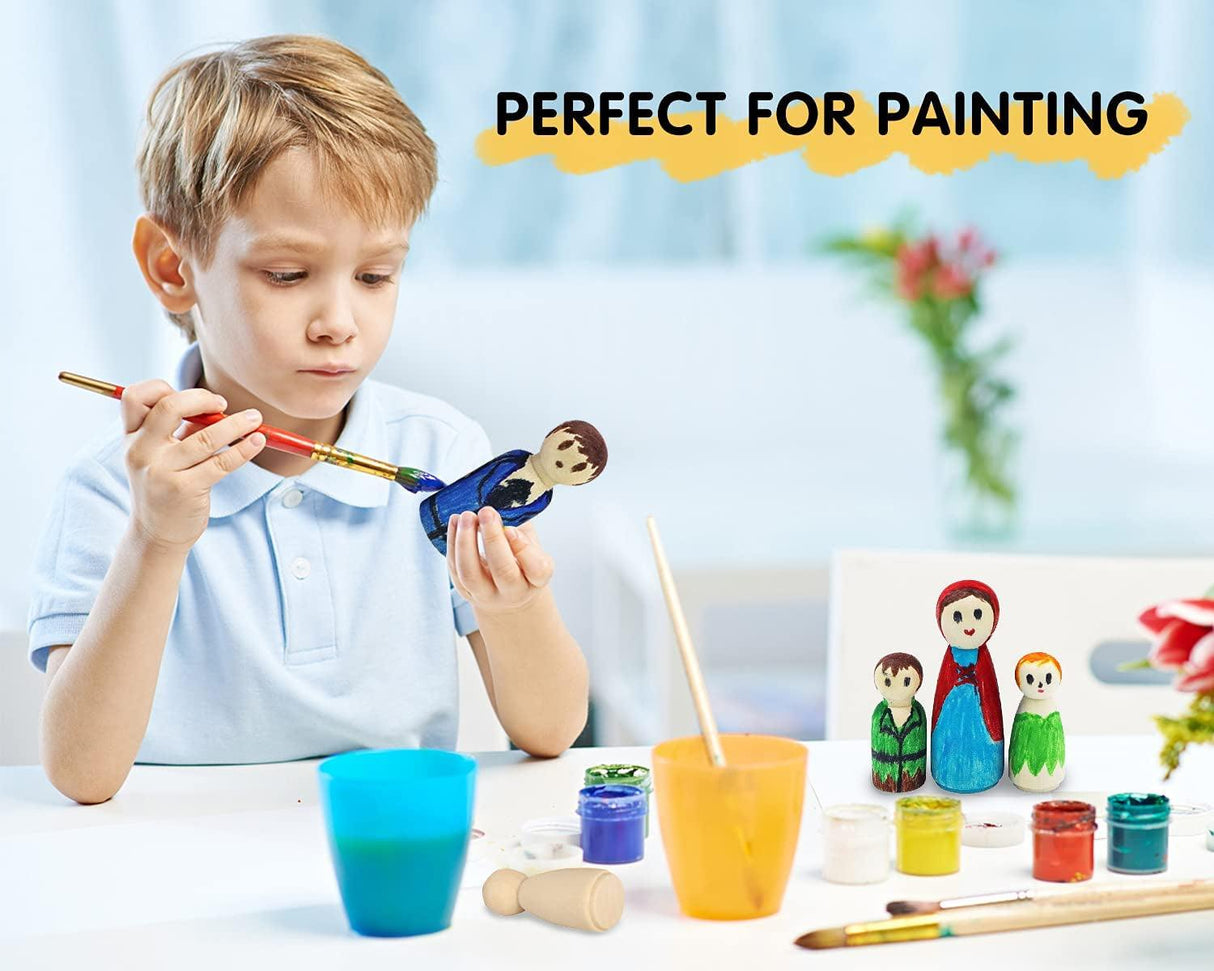 Wooden Peg Dolls with a Storage Case, 50Pcs Unfinished Wooden People for DIY and Painting, Nature and Plain Wooden Figures WoodArtSupply