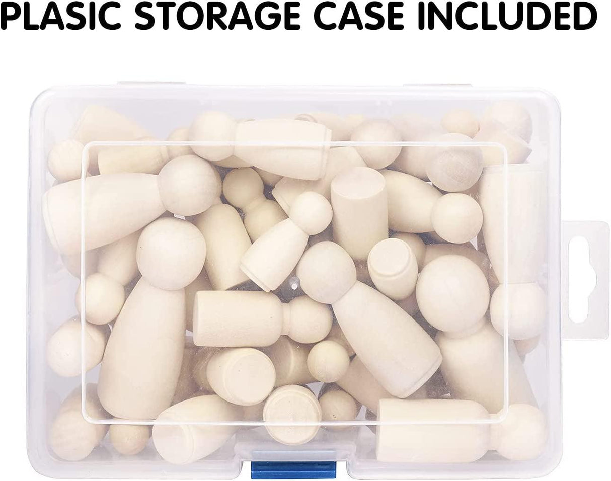 Wooden Peg Dolls with a Storage Case, 50Pcs Unfinished Wooden People for DIY and Painting, Nature and Plain Wooden Figures WoodArtSupply