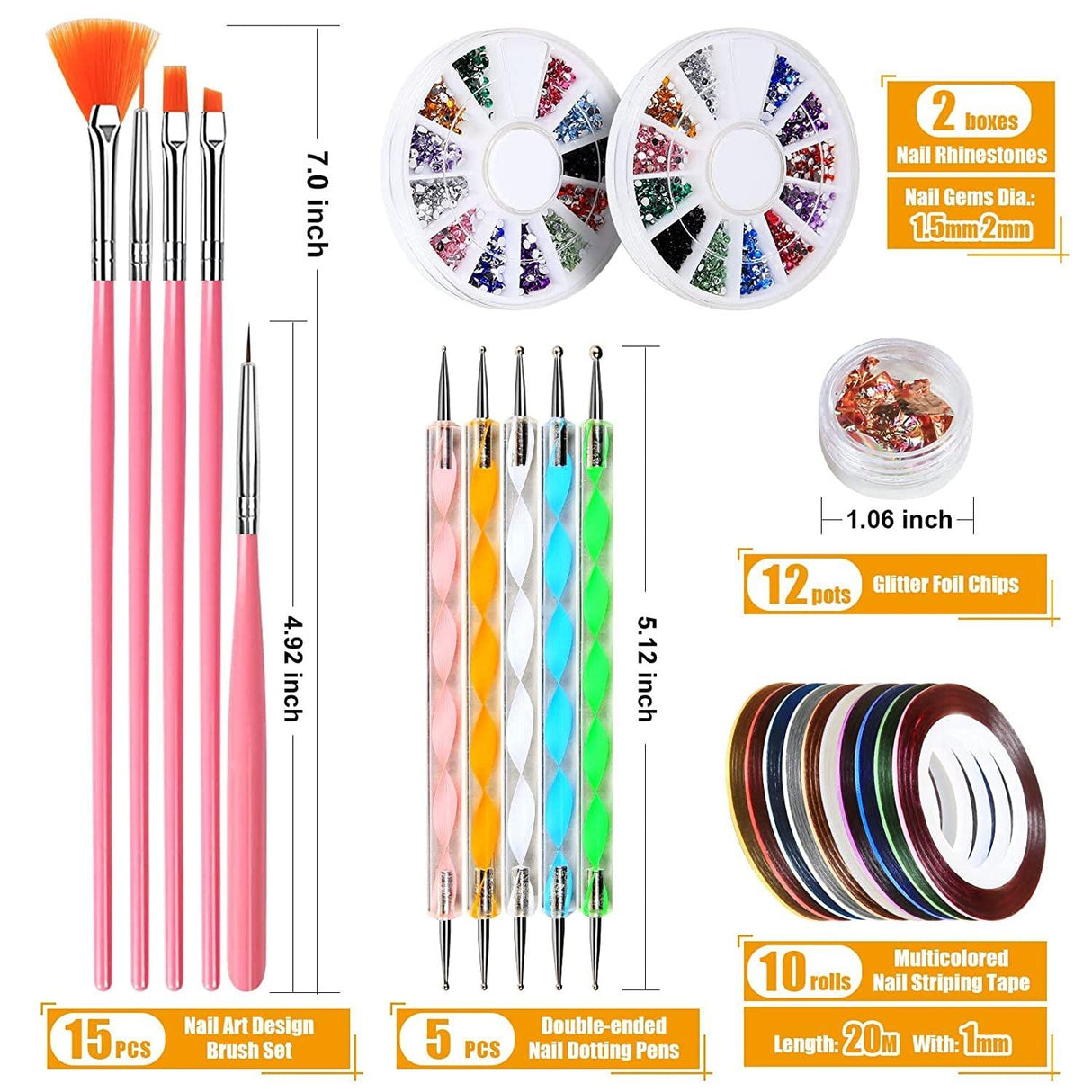 Nail Pen Designer, Stamp Nail Art Tool with 15Pcs Nail Painting Brushes, Nail Dotting Tool WoodArtSupply